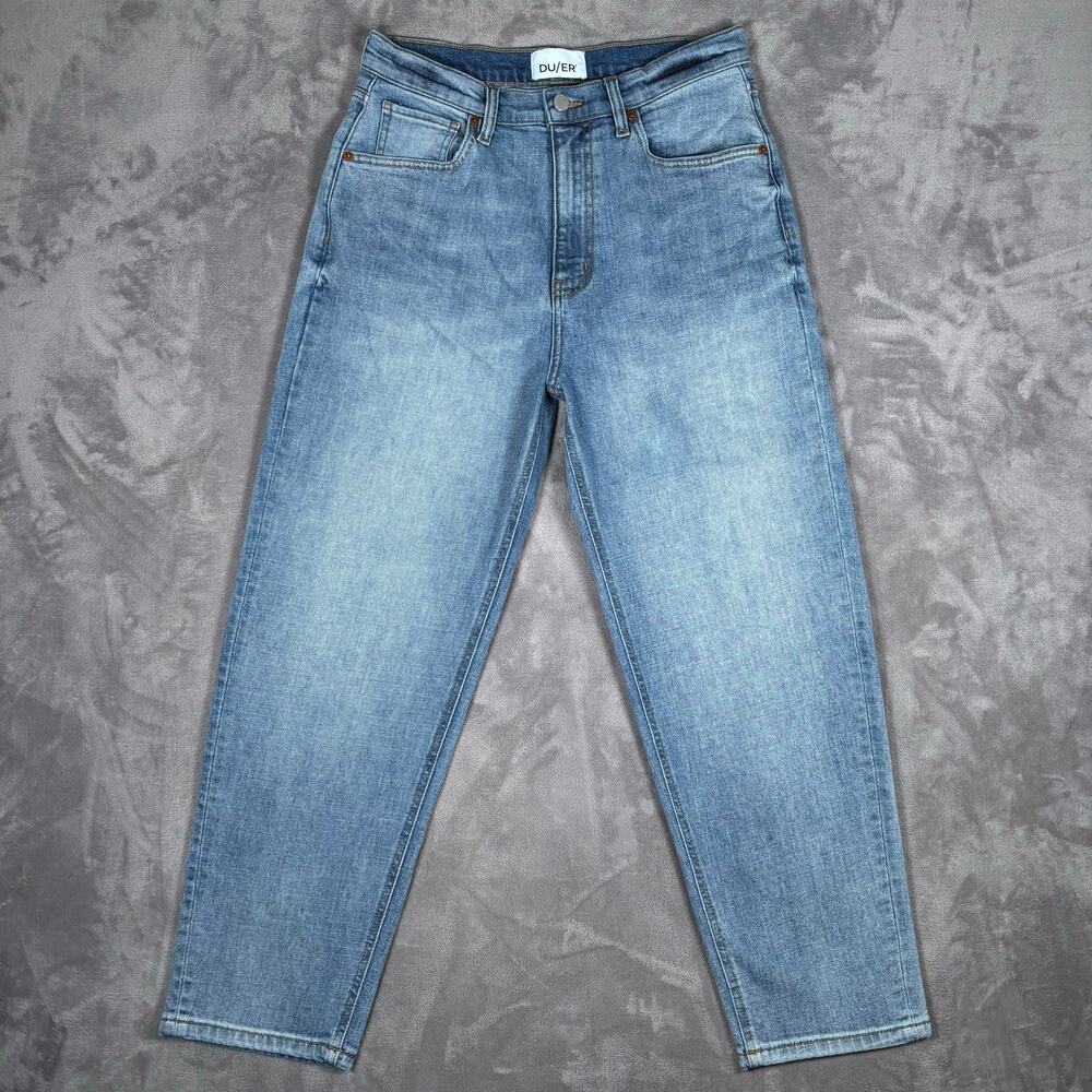 DU/ER Women’s Stretch High Rise Tapered Jeans Light Wash Size 29x27